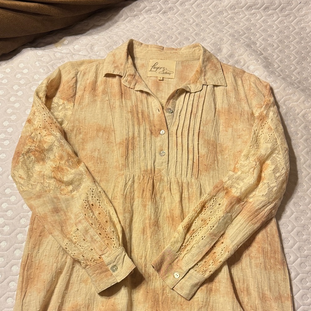 Bohemian Beige Blouse with Lace Detailing